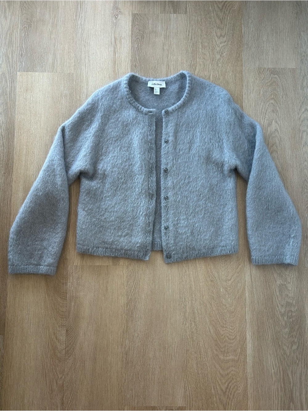 & Other Stories Soft Gray Fuzzy Button-Front Cardigan